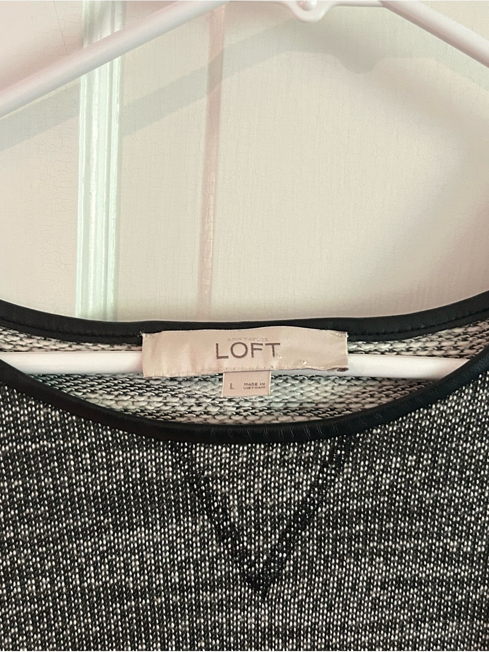 LOFT Black and White Marled Crewneck Sweatshirt